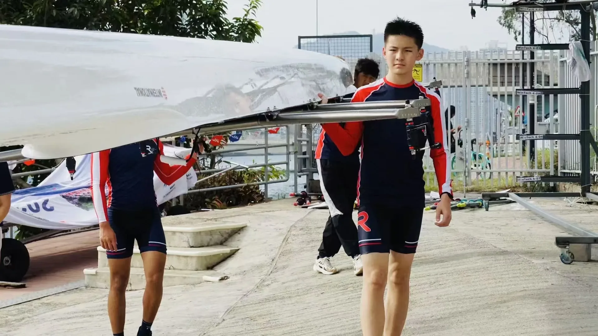 Carrying the boat to the water